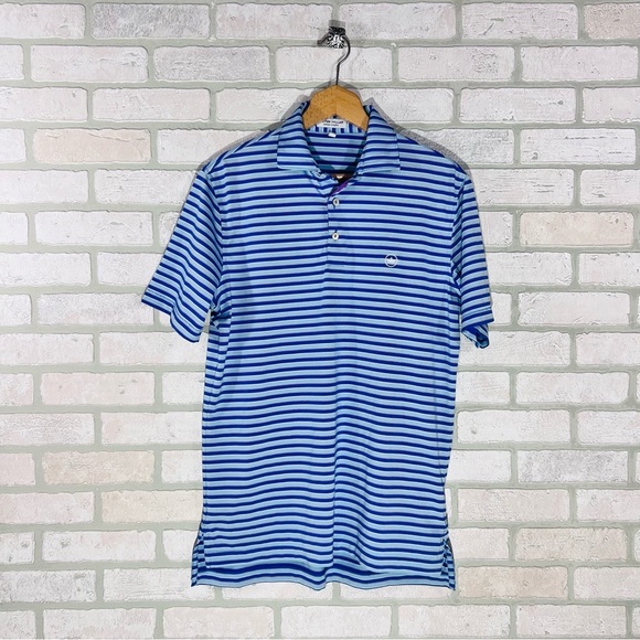 Peter Millar Summer Comfort Blue Striped Short Sleeve Polo Shirt Size S - Picture 2 of 7